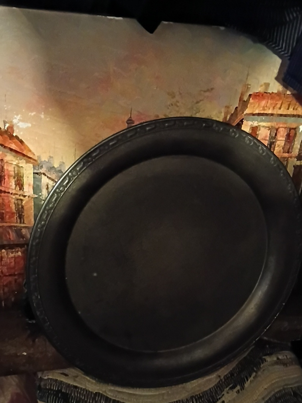 Oneida-17" Large Decorative Vintage Silver Metal Charger Plate,1970 Round Server